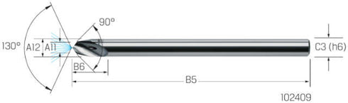 Kleinstbohrer MIKRON, VHM, eXedur RIP, mit Fase 90°, mit Innenkühlung