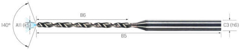 Kleinstbohrer MIKRON, VHM, 15 × A11, mit Innenkühlung