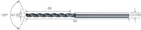 Kleinstbohrer MIKRON, VHM, 10 × A11, DLC