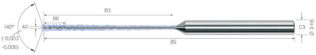 Kleinstbohrer MIKRON, VHM, 50 × A11, Titan, mit integrierter Kühlung