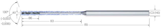 Kleinstbohrer MIKRON, VHM, CrazyDrill Flex SST-Inox, 30 × A11, eXedur RIP, mit integrierter Kühlung