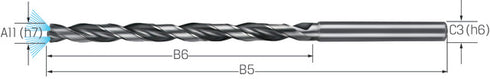Hochleistungsbohrer PREMUS, VHM Schaftform HA Typ INOX 12 × A11 Innenkühlung