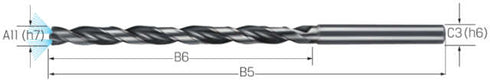 Hochleistungsbohrer PREMUS, VHM Schaftform HA Typ INOX 12 × A11 Innenkühlung