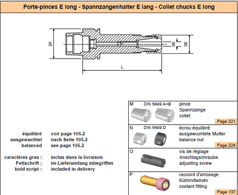 Spannzangenhalter DIN69893-E40 E16 lang.