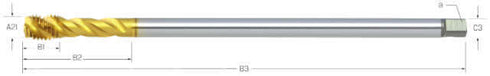 Maschinengewindebohrer PREMUS, metrisch,<br/>HSSE-V3,<br/>TiN, extra lang