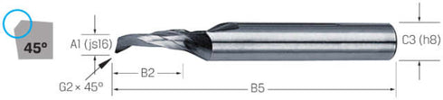Einschneidenfräser PREMUS, HSS-Co mit Fase ALU