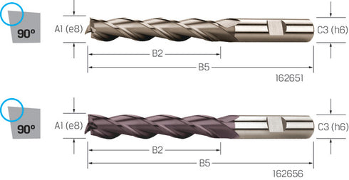 Bohrnutenfräser PREMUS, HSS-Co extra lang scharfkantig