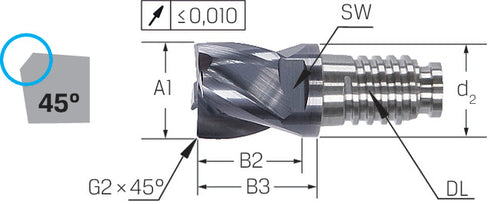 Zylinderfräser HAIMER, Duo Lock, Basic, 0,75 × A1