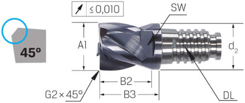 Zylinderfräser HAIMER, Duo Lock, Basic, 0,75 × A1