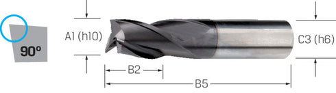 Schaftfräser PRETEC, VHM kurz mit Schutzfase Universal TiAlN