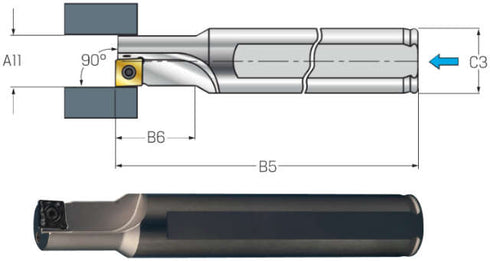 Dreh- und Bohrwerkzeug SAU, 1,5×A11, links