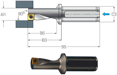 Dreh- und Bohrwerkzeug SAU, 2,25×A11, links