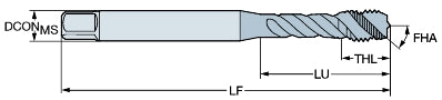 CoroTap™ 300 spiralgenuteter Gewindebohrer mit Schälanschnitt SANDVIK, T300-XM100DF-5/16 C145