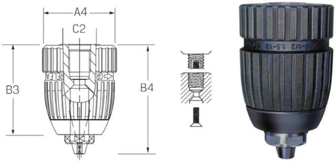 Bohrfutter Extra RV RÖHM, mit Radialverriegelung, Aufnahme 3/8"-24