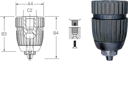 Bohrfutter Extra RV RÖHM, mit Radialverriegelung, Aufnahme 1/2"-20