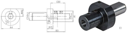 Tool holder PRETEC, DIN 69880 with cylindrical shank form E1