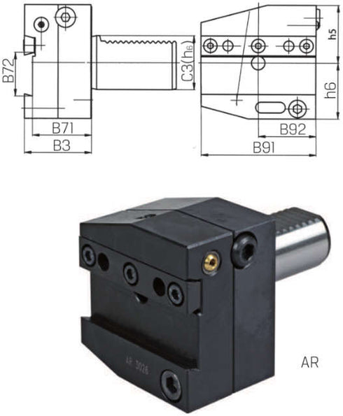 PRETEC tool holder, height-adjustable right, Form AR