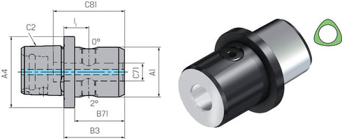 Werkzeugadapter WTO, ISO 26623-1 Weldon/Whistle-Notch-Adapter kurz, ohne Greiferrille