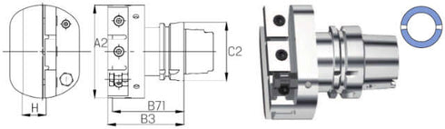 Werkzeughalter SWISS TOOLS, Abstechhalter, HSK T radial