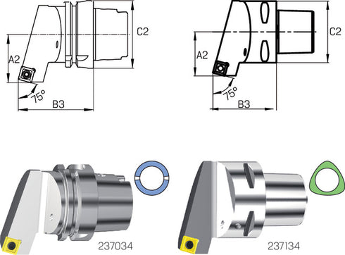 Klemmhalter SWISS TOOLS, HSK T, 90°/75° SSBC L/R