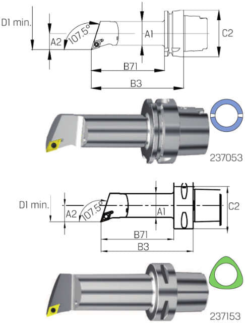 Bohrstange SWISS TOOLS, 107,5°/55° SDQC L/R