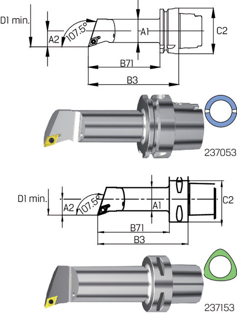 Bohrstange SWISS TOOLS, 107,5°/55° SDQC R/L