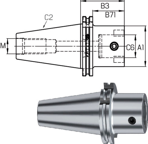 Spindelwerkzeug SWISS TOOLS, Grundaufnahme ISO 7388-1 (DIN 69871) Form B