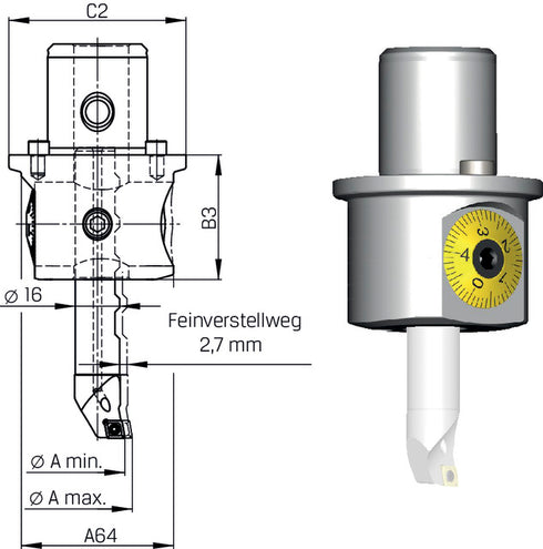Spindelwerkzeug SWISS TOOLS, Ausdrehkopf, Ø 3-88,1 analog