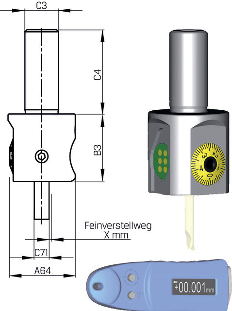 Spindelwerkzeug SWISS TOOLS, Micro Ausdrehkopf Ø 0,3-19,1 digital