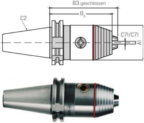 Universal-Spannfutter WTE, DIN 69871, Kurzbohrfutter, Präzision