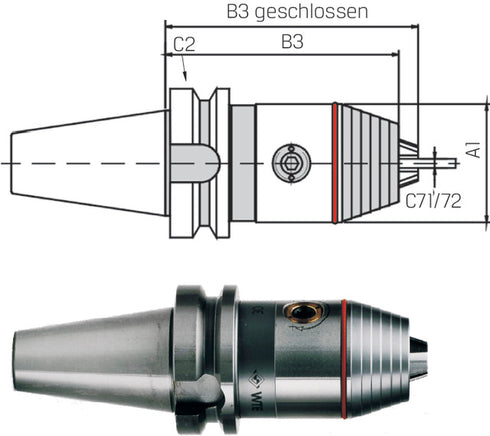 Universal-Spannfutter WTE, JIS 6339 B, Kurzbohrfutter, Präzision