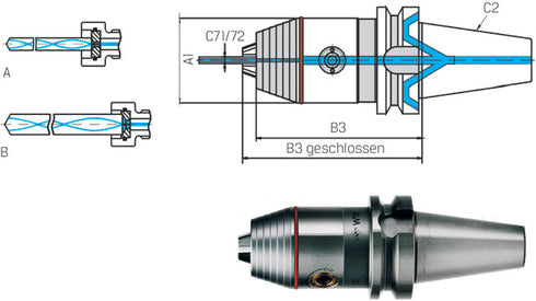Universal-Spannfutter WTE, JIS 6339 B, Kurzbohrfutter, Präzision