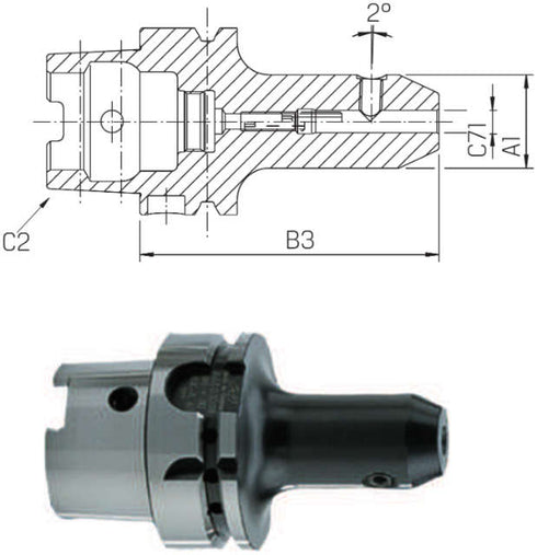 Whistle-Notch-Spannfutter HAIMER, DIN 69893 A System Whistle-Notch kurz gewuchtet G6,3 bei 8.000 1/min