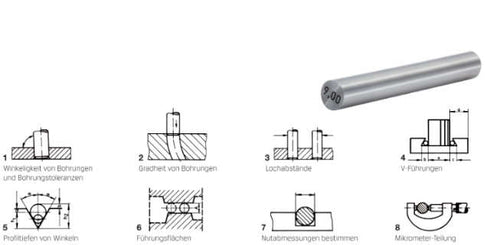 Präzisions-Prüfstift NEUTRAL, mit Genauigkeit 0,002 mm