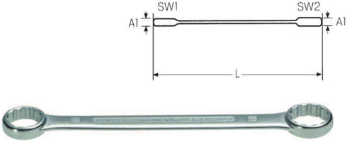 Double ring spanner BAHCO, straight
