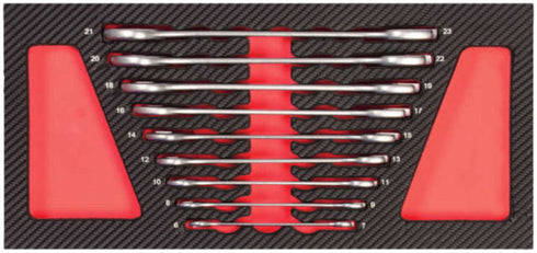 Werkstattwagen-Einlage PROJAHN, Doppel-Maulschlüssel, 9-teilig