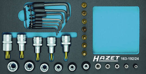 Werkstattwagen-Einlage HAZET, Steckschlüssel-Satz 1/4"+1/2", TORX<sup>®</sup>, 24-teilig