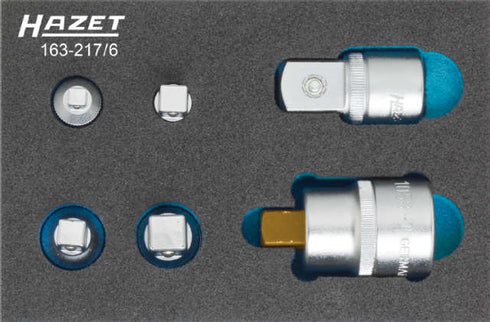 Werkstattwagen-Einlage HAZET, Adapter-Satz, 1/4", 3/8" und 1/2", 6-teilig