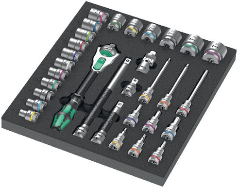 Werkstattwagen-Einlage WERA, 8000 C Zyklop 1/2" Knarre Set 1, 31‑teilig