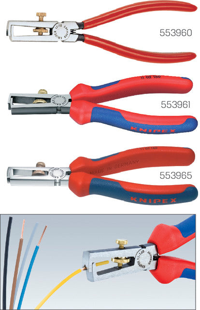 Abisolierzange KNIPEX, poliert mit kunststoffüberzogenen Griffen