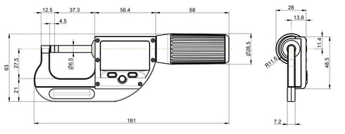 Professionnelle Bügelmessschraube S_Mike PRO Cylindrical Ø6.5