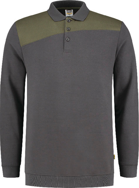 Sweatshirt TRICORP, Bicolor mit Polokragen, dunkelgrau/oliv