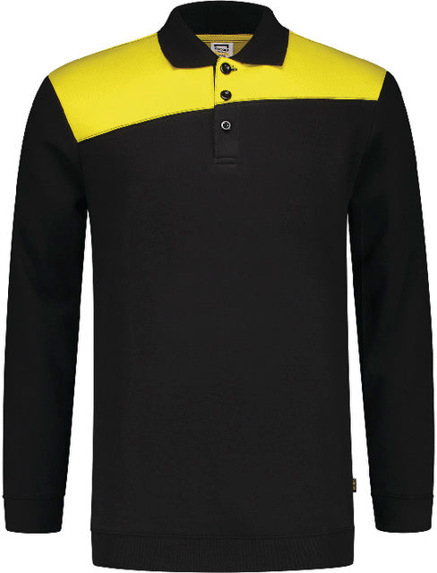 Sweatshirt TRICORP, Bicolor mit Polokragen, schwarz/gelb