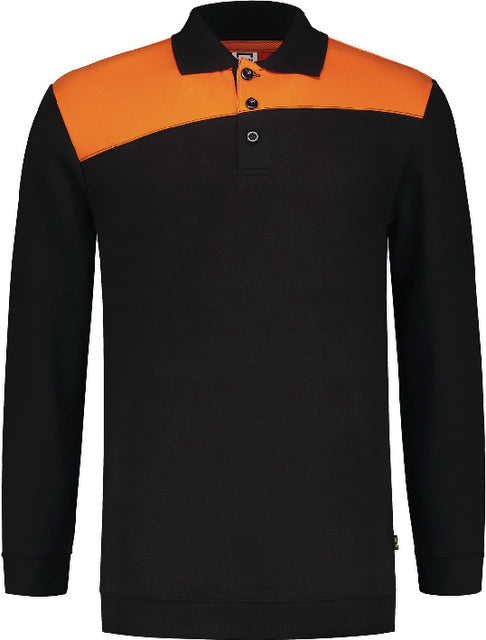 Sweatshirt TRICORP, bicolor with polo collar, black/orange