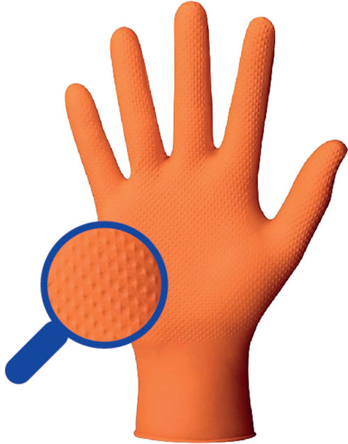 Einweghandschuh INDUSTRADE, Diamantstruktur Orange