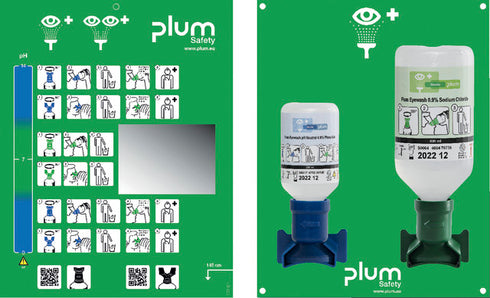 Augen-Notfallstation PLUM, Natriumchloridlösung (0,9 %) und Phosphatpufferlösung (4,9 %)