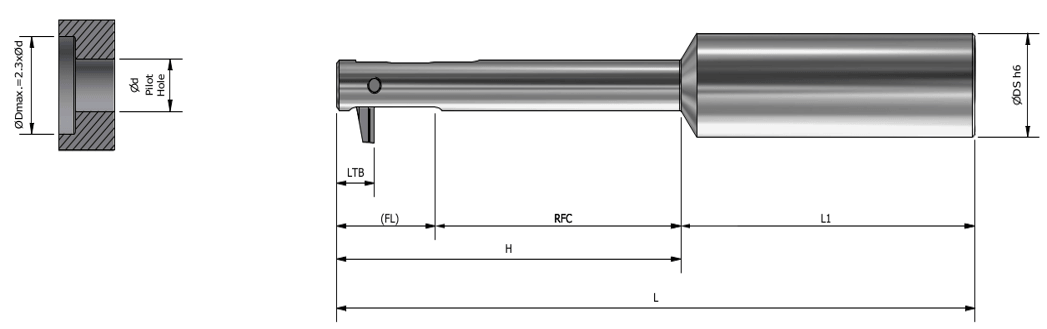 UBack Werkzeughalter für Durchgangsbohrungen – Rückwärtssenken und Planen – UX-d140-D-C20-H105-L158