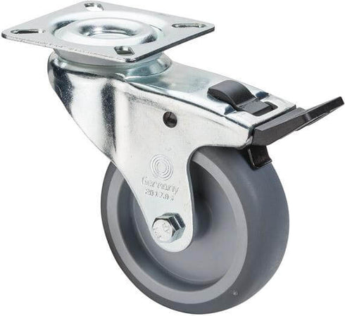 Lenkrolle BS ROLLEN, 100mm,C120 Platte,Gummirad,GL C120.A80.100 BS ROLLEN