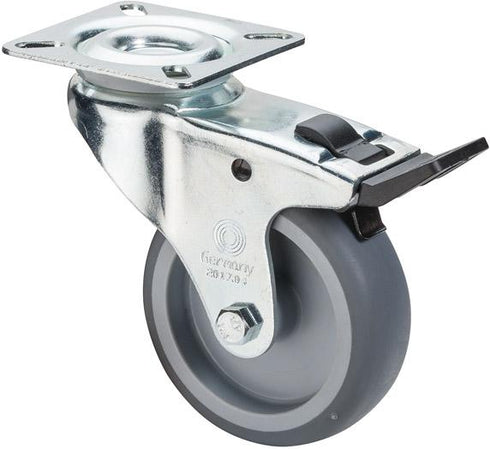 Lenkrolle BS ROLLEN, 125mm,C120 Platte,Gummirad,GL C120.A80.125 BS ROLLEN