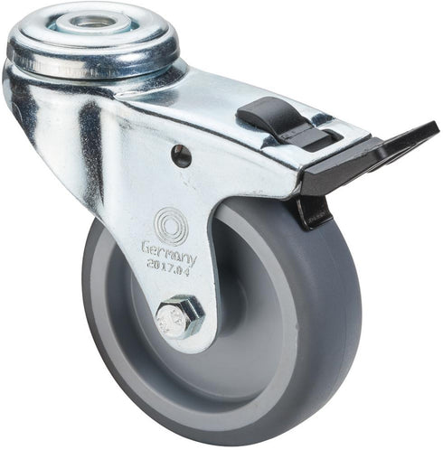 Lenkrolle BS ROLLEN, 125mm,C121 Rückenl.Gummirad,GL,Fest.C121.A80.125 BS ROLLEN